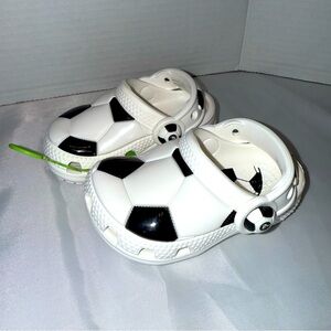 Crocs Toddler Kids Children’s Soccer-Themed Black White Brand New sz 4T Unisex